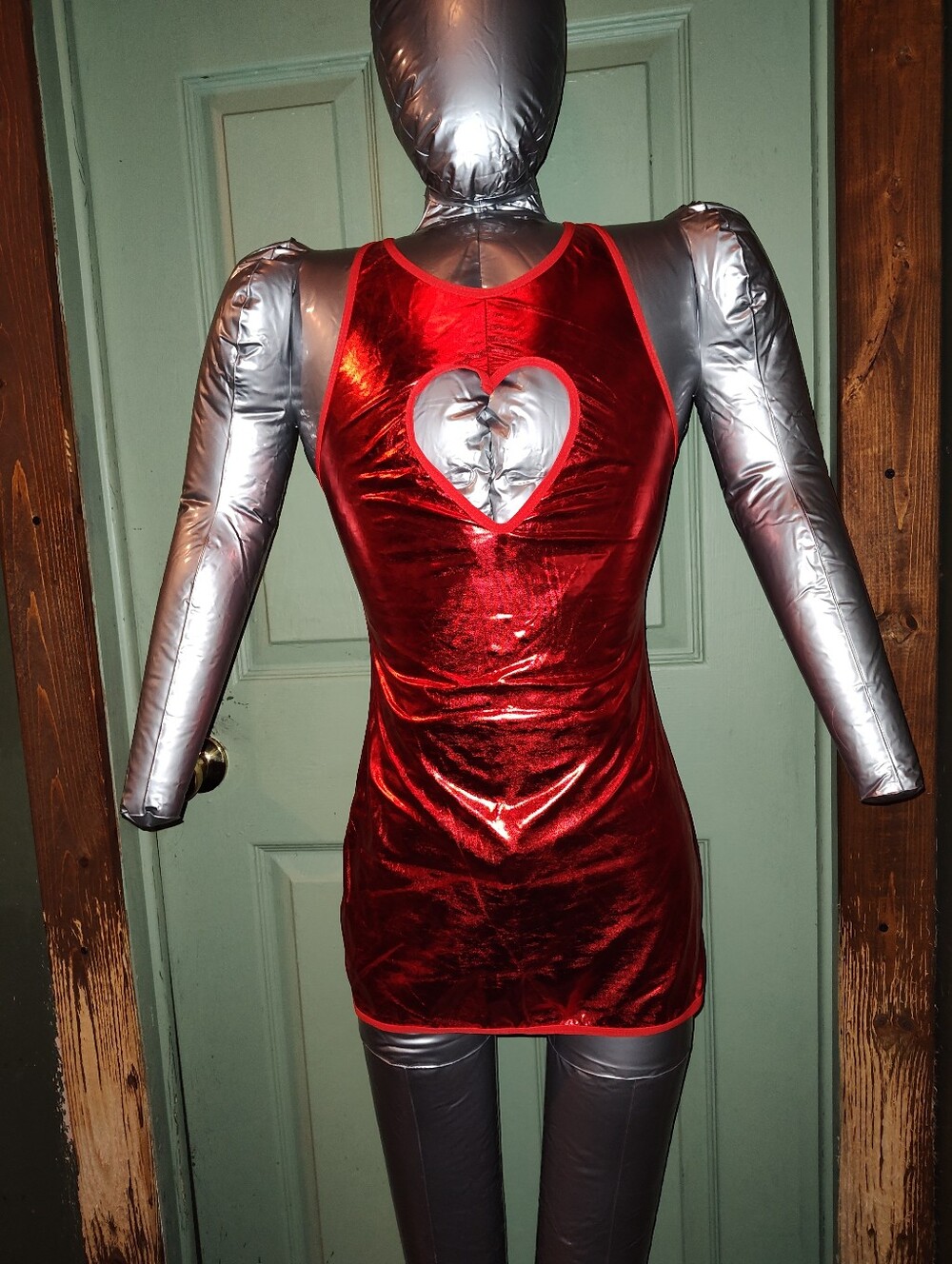 Shiny Red Heart Cutout Dress/ Lingerie
